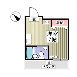 ウィンズベルII 3階ワンルームの間取り