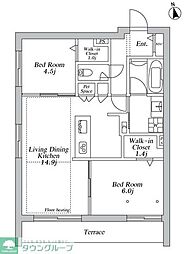 川崎市多摩区登戸マンション 2LDKの間取図画像