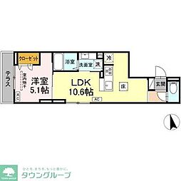 D Paina大丸 1LDKの間取図画像