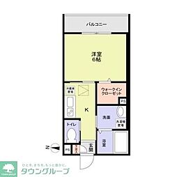 ガーデンテラスウエスト 1Kの間取図画像