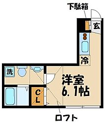 テラス上北沢 ワンルームの間取図画像