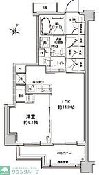 アトラスシティ千歳烏山グランスイート 杜ノ棟(4階/4階建) 1LDKの間取図画像