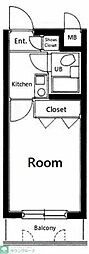 セルベコート下高井戸 1Kの間取図画像