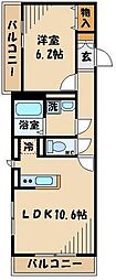 パルコート芦花 1LDKの間取図画像