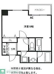 クールセリシエ 1Kの間取図画像