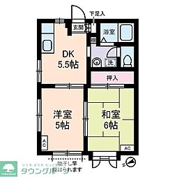 シャルマン城山 2DKの間取図画像
