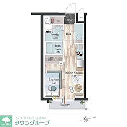 デュオフラッツ千歳船橋 1DKの間取図画像
