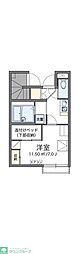 レオパレスパワーハウス 1Kの間取図画像