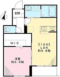 アルム深沢 1LDKの間取図画像
