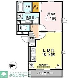 プランドール 1LDKの間取図画像