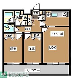 瀬田フラット 2LDKの間取図画像