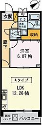 クレールメゾン新井 1LDKの間取図画像