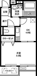 さくらガーデン旭が丘 1DKの間取図画像