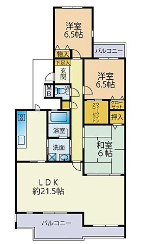 間取り チェリーハイツ健軍6号棟 4階/404