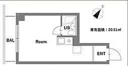 ペガサスマンション曙橋 4階ワンルームの間取り