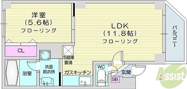 リージェント西 ｜北海道札幌市中央区南四条西14丁目(賃貸アパート1LDK・2階・37.26㎡)の写真 その2