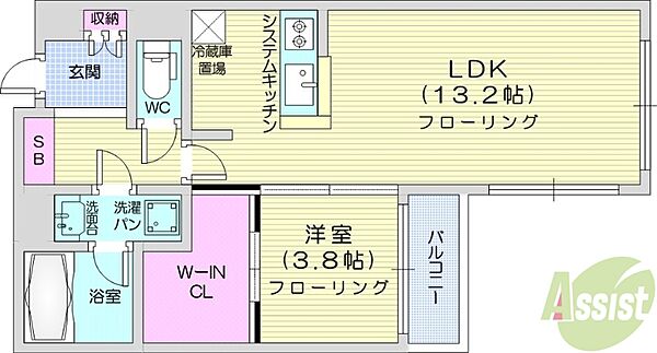 北海道札幌市北区北十七条西5丁目(賃貸マンション1LDK・2階・43.16㎡)の写真 その2