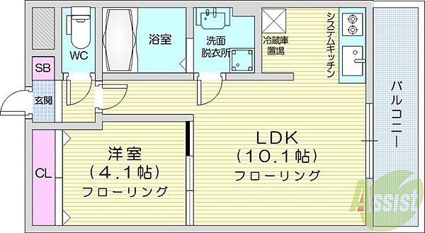 円山公園ビューアパートメント ｜北海道札幌市中央区北三条西23丁目(賃貸マンション1LDK・4階・35.00㎡)の写真 その2