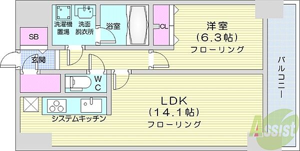 北海道札幌市北区北八条西3丁目(賃貸マンション1LDK・20階・54.19㎡)の写真 その2