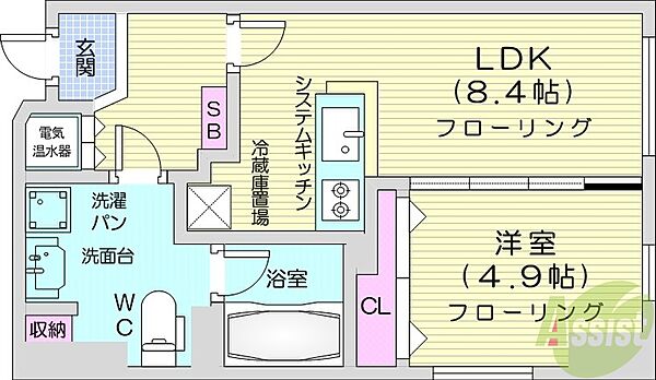 北海道札幌市北区北七条西6丁目(賃貸マンション1LDK・11階・34.21㎡)の写真 その2