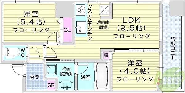 北海道札幌市北区北十七条西4丁目(賃貸マンション2LDK・15階・39.32㎡)の写真 その2