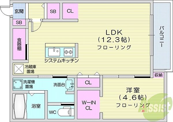 北海道札幌市東区北十七条東3丁目(賃貸マンション1LDK・5階・43.48㎡)の写真 その2