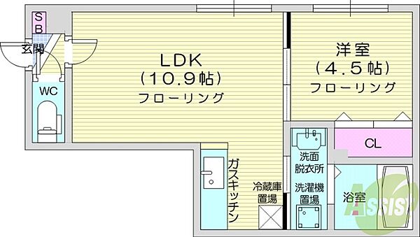 北海道札幌市東区北二十二条東15丁目(賃貸マンション1LDK・1階・34.27㎡)の写真 その2