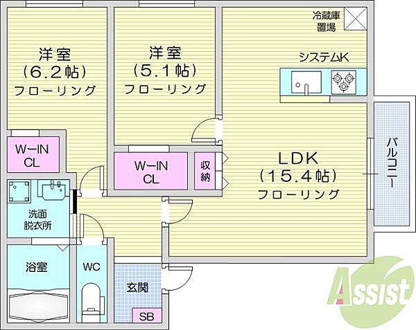 タウンハウス山鼻 ｜北海道札幌市中央区南十七条西13丁目(賃貸アパート2LDK・1階・62.85㎡)の写真 その2