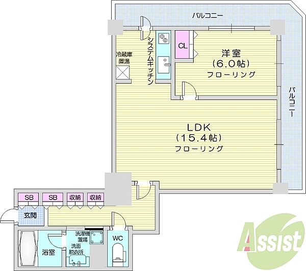 PRIMEURBAN札幌RIVERFRONT ｜北海道札幌市中央区南九条西1丁目(賃貸マンション1LDK・13階・51.31㎡)の写真 その2