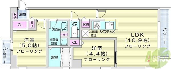 ヴォーネン円山裏参道 ｜北海道札幌市中央区南二条西21丁目(賃貸マンション2LDK・8階・48.60㎡)の写真 その2