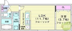 札幌市営東豊線 元町駅 徒歩5分の賃貸マンション 5階1LDKの間取り