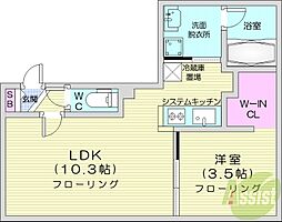 angelot　Nishino　1-2 3階1LDKの間取り