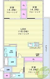 仮）MJクレスト麻生 3階3LDKの間取り