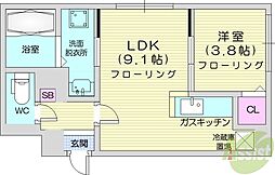 DeuxNoir 1階1LDKの間取り