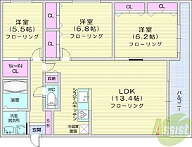 Roots 真駒内  ｜ 北海道札幌市南区真駒内本町3丁目（賃貸マンション3LDK・4階・76.32㎡） その2