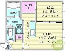 札幌市営東豊線 北13条東駅 徒歩4分の賃貸マンション 1階1LDKの間取り