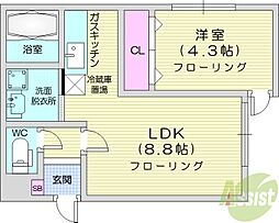 ウィン栄町 4階1LDKの間取り