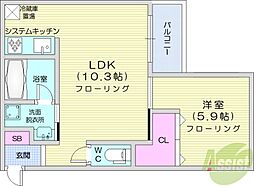 札幌市中央区北三条東7丁目マンション 1LDKの間取図画像