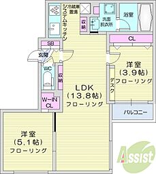 テラスサクラ 2LDKの間取図画像