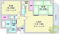 コスモ本町A棟 2LDKの間取図画像