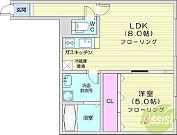 ステージノア北円山 1LDKの間取図画像