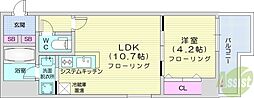 札幌市営東豊線 北13条東駅 徒歩3分の賃貸マンション 9階1LDKの間取り