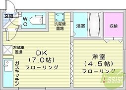 アムクレスト2422 1DKの間取図画像