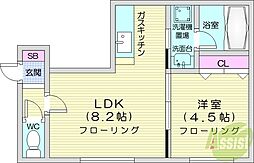 イーストコート3 1LDKの間取図画像
