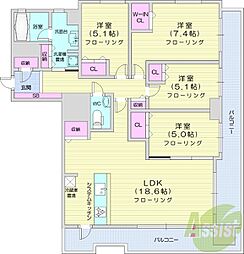 クリオ円山鳥居前 4LDKの間取図画像