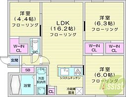 Hills Sapporo VI 3LDKの間取図画像
