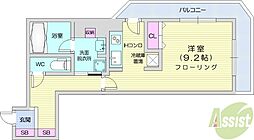 PRIMEURBAN札幌リバーフロント ワンルームの間取図画像