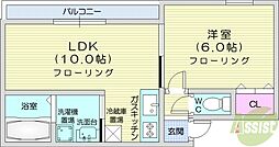 サンシェール・アン 1LDKの間取図画像