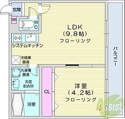 JEEK BLAU MOTOMACHI(ジークブラウ元町) 1LDKの間取図画像