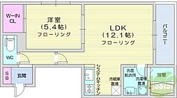 札幌市北区篠路八条6丁目アパート 1LDKの間取図画像